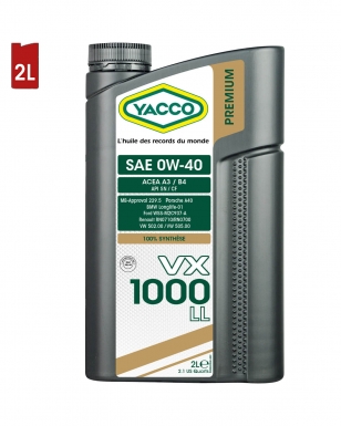Huile Moteur YACCO VX 1000 LL 0W40 2L
