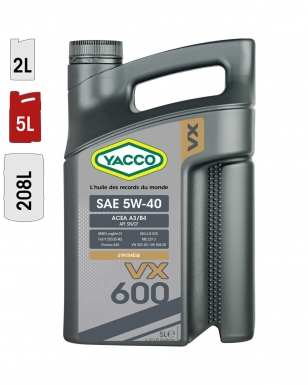 Huile Moteur YACCO VX 600 5W40 5L